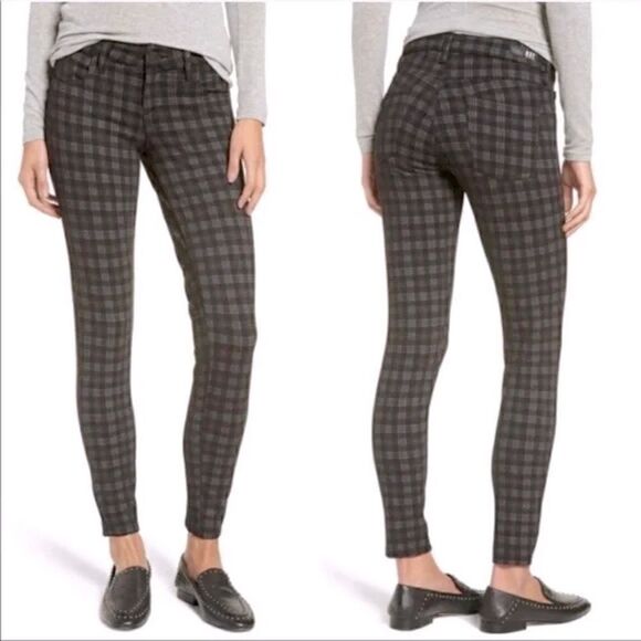 Kut from the Kloth Elyse Checkered mid rise Skinny black goth plaid stretch 4 - Picture 1 of 15